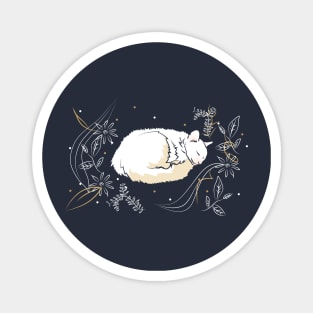 Sleepy cat and flowers Magnet